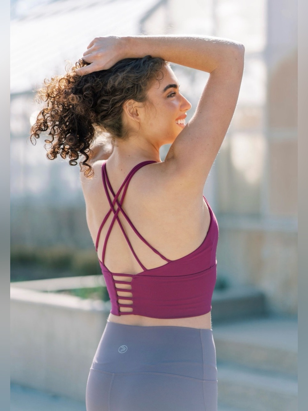 Savvi Ina Strappy Sports Bra | Berry Magenta | Size Small | Like New